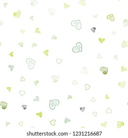 Light Green, Yellow vector seamless layout with sweet hearts. Hearts on blurred abstract background with colorful gradient. Pattern for carnival, festival romantic leaflets.