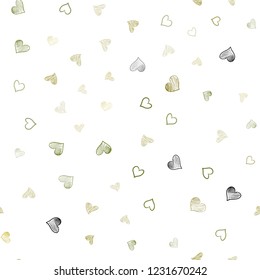 Light Green, Yellow vector seamless template with doodle hearts. Beautiful colored illustration with hearts in celebration style. Pattern for carnival, festival romantic leaflets.