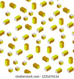 Light Green, Yellow vector seamless, isometric cover in polygonal style. Decorative design in abstract style with rectangles. Template for business cards, websites.