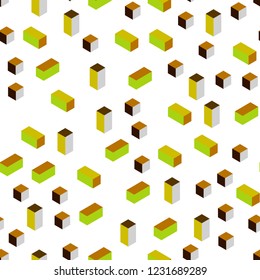Light Green, Yellow vector seamless, isometric template with rhombus. Glitter abstract illustration with rectangular shapes. Texture for window blinds, curtains.