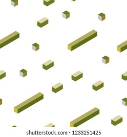 Light Green, Yellow vector seamless, isometric texture in rectangular style. Beautiful illustration with rectangles and squares. Pattern for design of fabric, wallpapers.