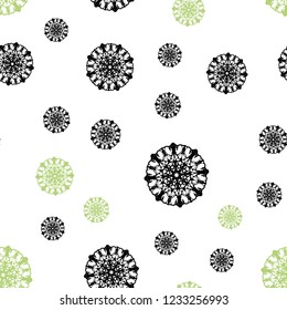 Light Green, Yellow vector seamless texture with colored snowflakes. Shining colored illustration with snow in christmas style. Trendy design for wallpaper, fabric makers.