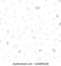 Light Green, Yellow vector seamless doodle layout with leaves, branches. Illustration with doodles on abstract template. Pattern for trendy fabric, wallpapers.