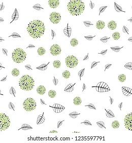 Light Green, Yellow vector seamless doodle template with leaves, flowers. Gradient Leaves, flowers on white background. Template for business cards, websites.