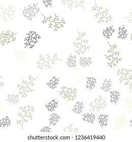 Light Green, Yellow vector seamless elegant pattern with branches. Abstract illustration with leaves, branches in doodles style. Texture for window blinds, curtains.
