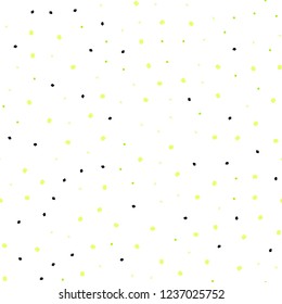 Light Green, Yellow vector seamless texture with disks. Glitter abstract illustration with blurred drops of rain. Pattern for trendy fabric, wallpapers.