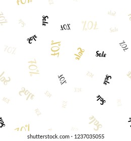 Light Green, Yellow vector seamless cover with symbols of 70 % sales. Illustration with signs of sales on abstract template. Backdrop for ads, leaflets of Black Friday.