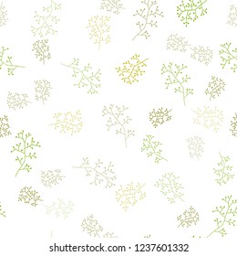 Light Green, Yellow vector seamless abstract pattern with branches. Shining colored illustration with leaves and branches. Pattern for design of fabric, wallpapers.