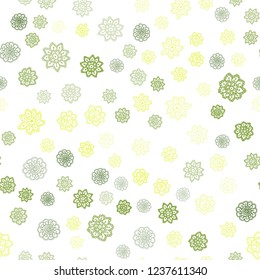 Light Green, Yellow vector seamless template with ice snowflakes. Shining colored illustration with snow in christmas style. Trendy design for wallpaper, fabric makers.
