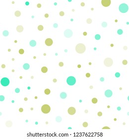 Light Green, Yellow vector seamless backdrop with dots. Modern abstract illustration with colorful water drops. Pattern for trendy fabric, wallpapers.