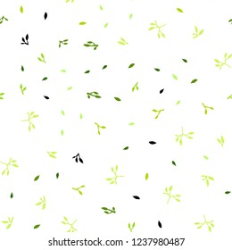Light Green, Yellow vector seamless abstract background with leaves. leaves on elegant natural pattern with gradient. Design for textile, fabric, wallpapers.