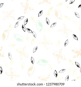Light Green, Yellow vector seamless abstract pattern with leaves. Shining colored illustration with leaves in doodle style. Trendy design for wallpaper, fabric makers.