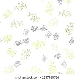 Light Green, Yellow vector seamless elegant pattern with branches. Colorful abstract illustration with leaves in doodle style. Design for textile, fabric, wallpapers.