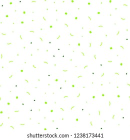 Light Green, Yellow vector seamless texture with disks, lines. Illustration with set of colorful abstract circles and lines. Pattern for design of fabric, wallpapers.