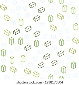 Light Green, Yellow vector seamless, isometric cover in polygonal style. Decorative design in abstract style with rectangles. Pattern for trendy fabric, wallpapers.