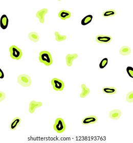 Light Green, Yellow vector seamless cover with spots. Abstract illustration with colored bubbles in nature style. Pattern for trendy fabric, wallpapers.