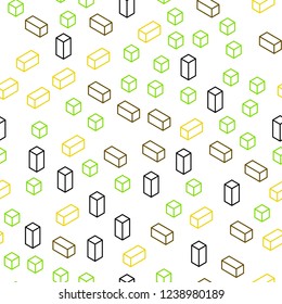 Light Green, Yellow vector seamless, isometric template with rhombus. Modern abstract illustration with colorful rectangles. Design for wallpaper, fabric makers.