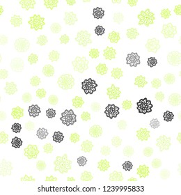 Light Green, Yellow vector seamless template with ice snowflakes. Shining colored illustration with snow in christmas style. Pattern for trendy fabric, wallpapers.