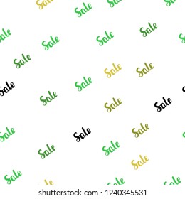 Light Green, Yellow vector seamless template with selling words. Colorful set of  percentage signs in simple style. Design for business ads, commercials.