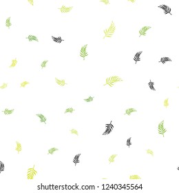 Light Green, Yellow vector seamless natural artwork with leaves. leaves on elegant natural pattern with gradient. Design for textile, fabric, wallpapers.