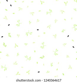 Light Green, Yellow vector seamless elegant pattern with leaves. A vague abstract illustration with leaves in doodles style. Pattern for design of fabric, wallpapers.