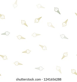 Light Green, Yellow vector seamless template with tasty ice-cream. Decorative illustration with ice-cream on abstract template. Doodle design for your business advert of cafes.