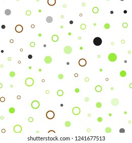 Light Green, Yellow vector seamless layout with circle shapes. Blurred decorative design in abstract style with bubbles. Template for business cards, websites.