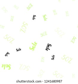 Light Green, Yellow vector seamless pattern with 50 percentage signs. Colored words of sales with gradient on white background. Backdrop for super sales on Black Friday.