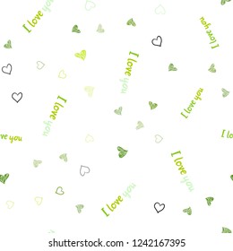 Light Green, Yellow vector seamless texture with lovely hearts. Illustration with hearts in love concept for valentine's day. Pattern for marriage gifts, congratulations.