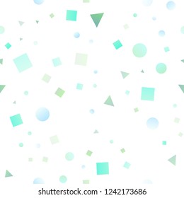Light Green, Yellow vector seamless template with crystals, circles, squares. Abstract gradient illustration with circles, triangles, cubes. Template for business cards, websites.