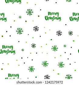 Light Green, Yellow vector seamless template with ice snowflakes. Colorful decorative design in xmas style with snow. Pattern for trendy fabric, wallpapers.