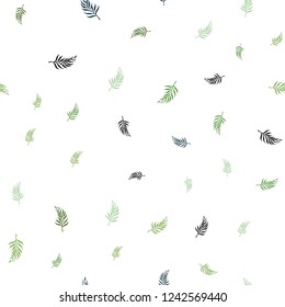 Light Green, Yellow vector seamless natural artwork with leaves. Sketchy doodles with leaves on blurred background. Pattern for design of window blinds, curtains.