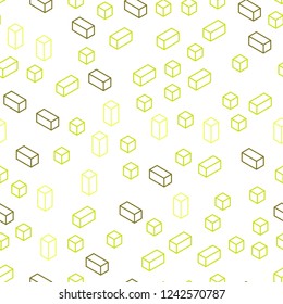 Light Green, Yellow vector seamless, isometric template with rhombus. Decorative design in abstract style with rectangles. Design for textile, fabric, wallpapers.