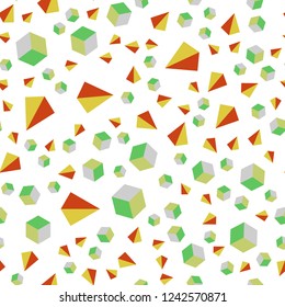 Light Green, Yellow vector seamless, isometric backdrop with lines, rhombus. Glitter abstract illustration with squares, lines. Design for textile, fabric, wallpapers.