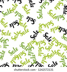 Light Green, Yellow vector seamless background with 70, 90 % signs of sales. Gradient illustration with discount signs on white backdrop. Backdrop for ads, leaflets of Black Friday.