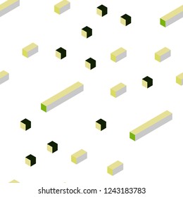 Light Green, Yellow vector seamless, isometric background with rectangles. Rectangles on abstract background with colorful gradient. Texture for window blinds, curtains.