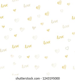 Light Green, Yellow vector seamless pattern with phrase LOVE YOU, hearts. Illustration with words of love, hearts in abstract style. Design for wallpaper, fabric makers.