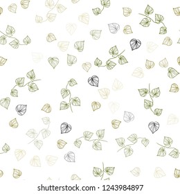 Light Green, Yellow vector seamless doodle layout with leaves. Colorful abstract illustration with leaves in doodle style. Design for textile, fabric, wallpapers.