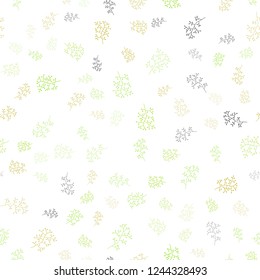 Light Green, Yellow vector seamless natural pattern with leaves, branches. Doodle illustration of leaves and branches in Origami style. Template for business cards, websites.