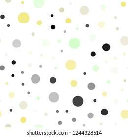 Light Green, Yellow vector seamless background with bubbles. Blurred decorative design in abstract style with bubbles. Pattern for design of window blinds, curtains.
