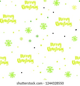 Light Green, Yellow vector seamless layout with bright snowflakes. Colorful snowflakes with gradient on abstract background. Design for textile, fabric, wallpapers.