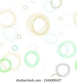 Light Green, Yellow vector seamless template with circles. Beautiful colored illustration with blurred circles in nature style. Design for textile, fabric, wallpapers.