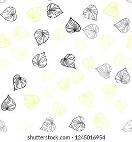 Light Green, Yellow vector seamless elegant template with leaves. A vague abstract illustration with leaves in doodles style. Trendy design for wallpaper, fabric makers.