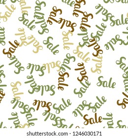 Light Green, Yellow vector seamless layout with discount of 70, 90%. Shining colorful illustration with isolated selling prices. Backdrop for super sales on Black Friday.