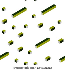 Light Green, Yellow vector seamless, isometric pattern in square style. Illustration with set of colorful rectangles. Pattern for trendy fabric, wallpapers.