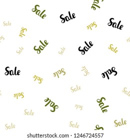 Light Green, Yellow vector seamless texture with selling simbols. Gradient illustration with discount signs on white backdrop. Backdrop for super sales on Black Friday.