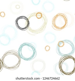 Light Green, Yellow vector seamless texture with disks. Illustration with set of shining colorful abstract circles. Texture for window blinds, curtains.