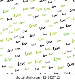 Light Green, Yellow vector seamless pattern with phrase LOVE YOU. Decorative design in doodle style with text LOVE YOU. Design for wallpaper, fabric makers.