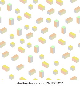 Light Green, Yellow vector seamless, isometric background with rectangles. Decorative design in abstract style with rectangles. Pattern for design of fabric, wallpapers.