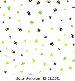 Light Green, Yellow vector seamless template with ice snowflakes. Modern geometrical abstract illustration with snowflakes. Design for textile, fabric, wallpapers.
